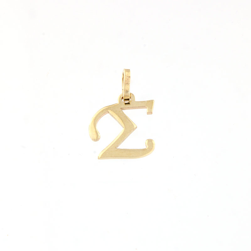 Childrens handmade gold monogram (Σ) on a lacquered surface K14.