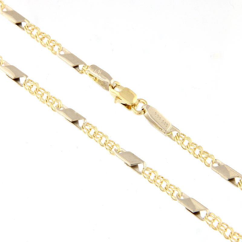 Chain Figaro 3+1 made of 14 karat yellow and white gold 50cm.