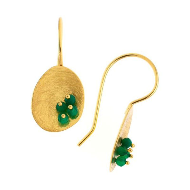 Womens silver plated gold plated earrings 925 decorated with green aventurines.