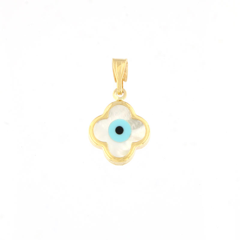Gold Cross with mother of pearl eye and triangle hoop for Girl K9.