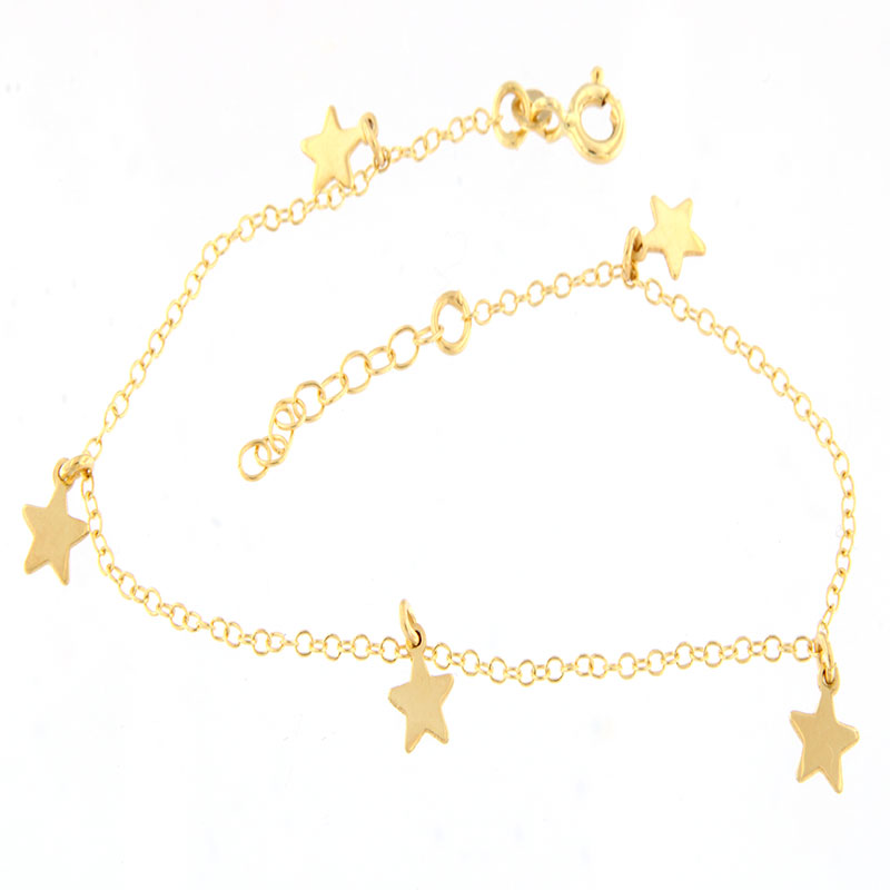 Παιδικό χρυσό βραχιόλι για Κορίτσι Κ14 διακοσμημένο με 5 αστέρια.