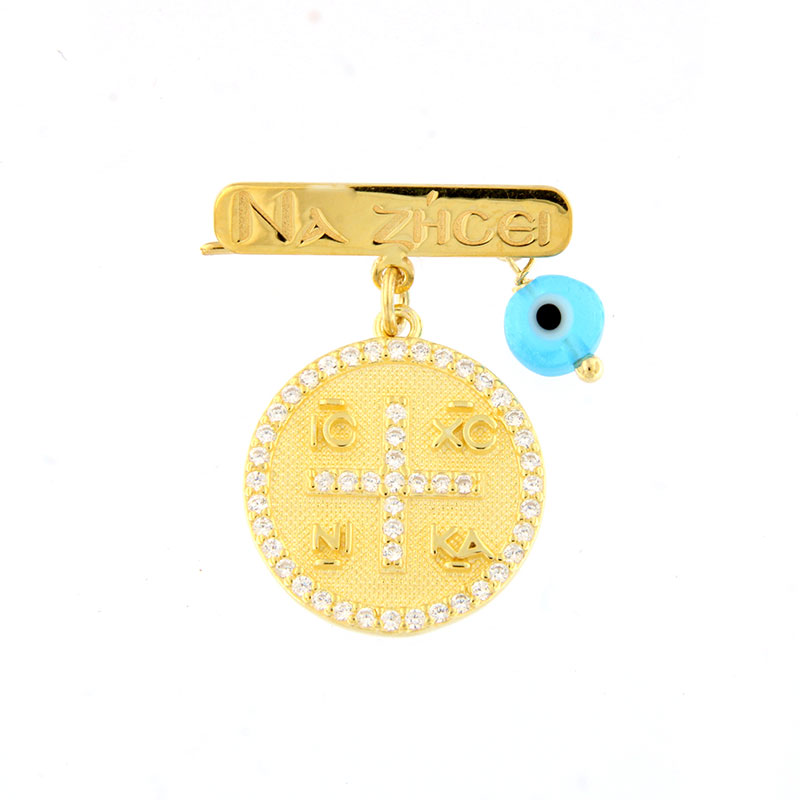 Childrens silver plated safety pin for girl 925 with gold plated gold plated safety pin and peephole.