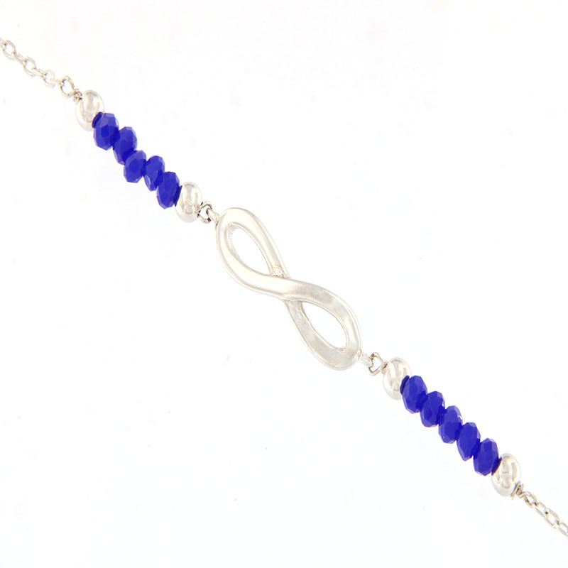 Womens silver bracelet with Infinity 925 decorated with blue lapis lazuli..
