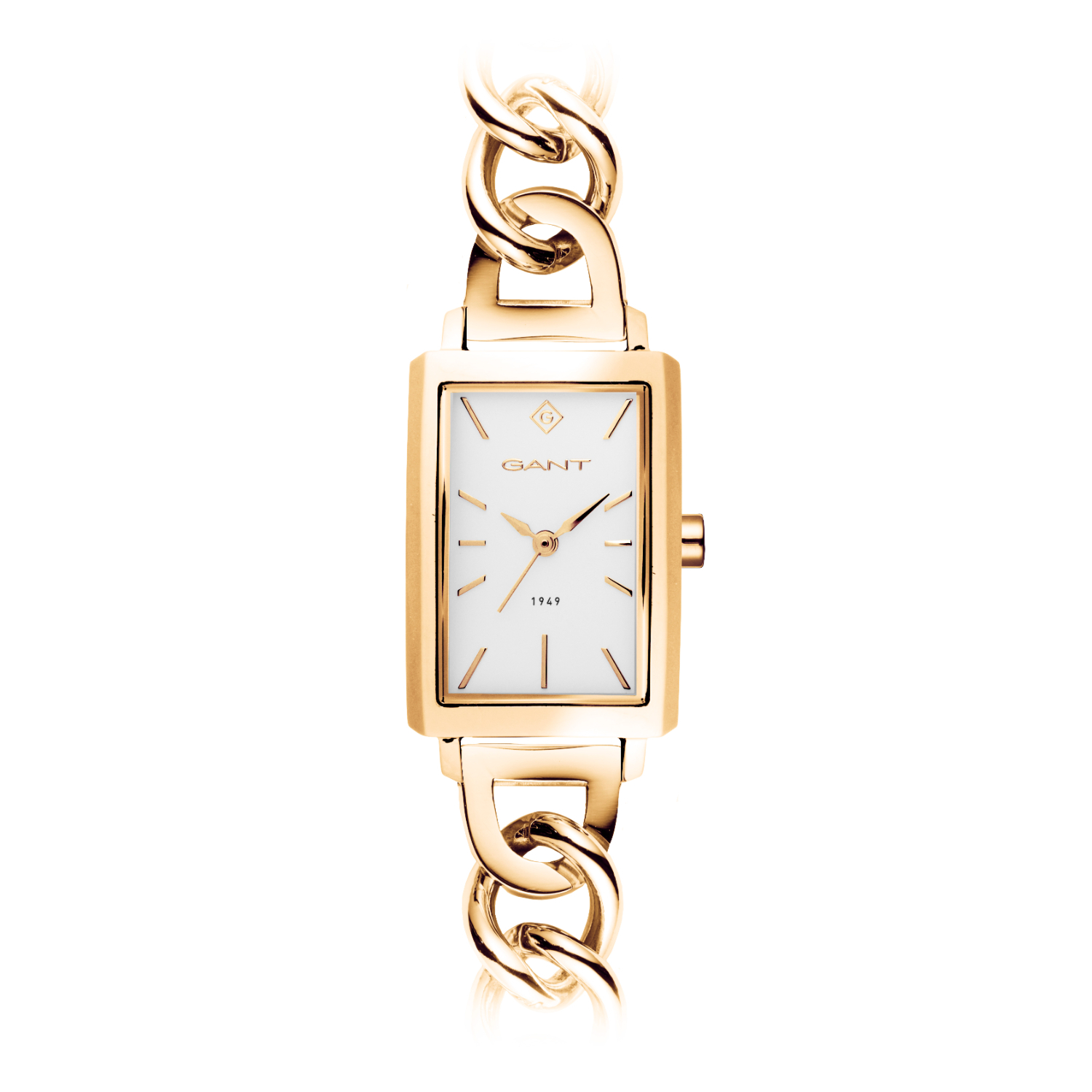 Γυναικείο ρολόι Gant από χρυσό ανοξείδωτο ατσάλι με λευκό καντράν και μπρασελέ.