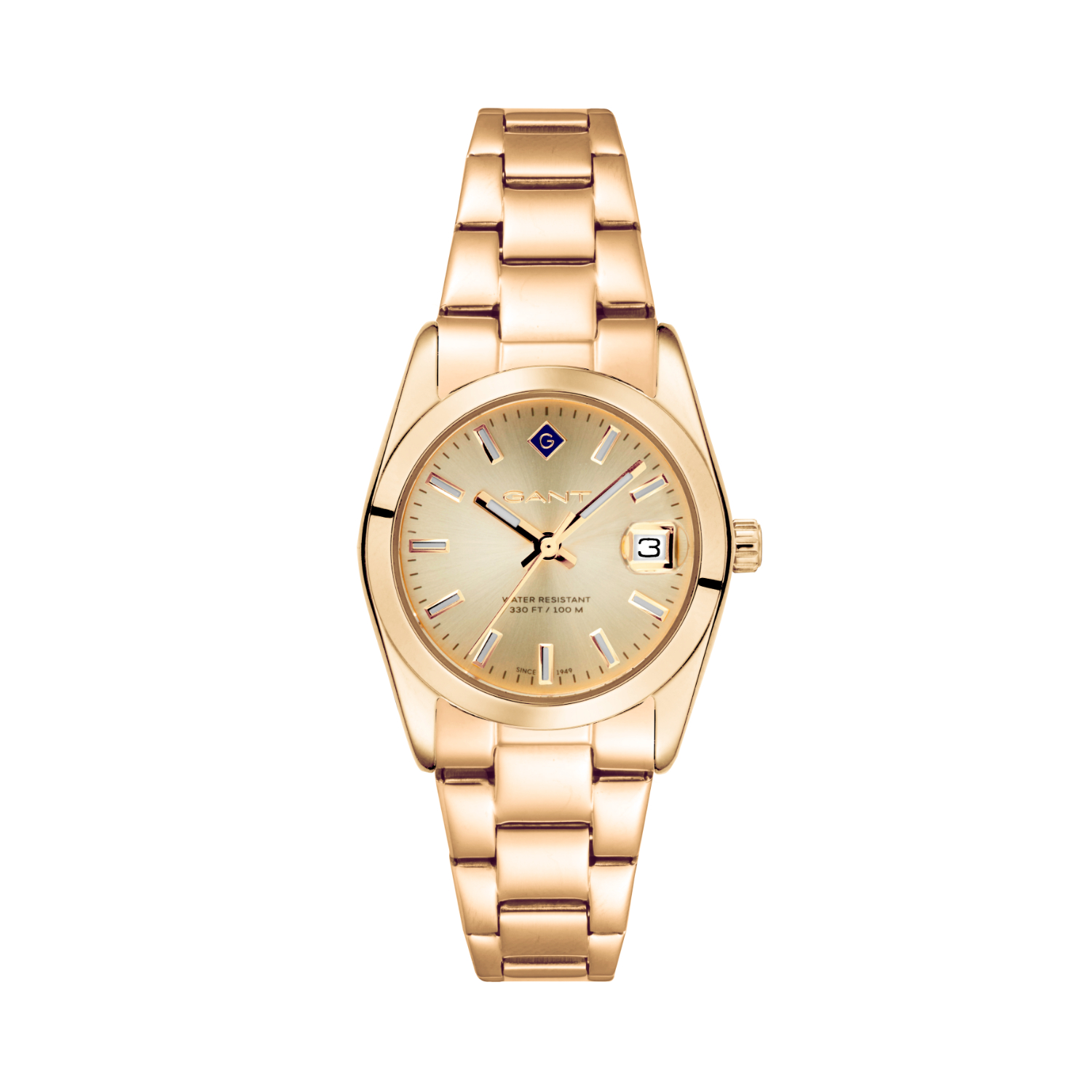 Γυναικείο ρολόι GANT από χρυσό ανοξείδωτο ατσάλι με χρυσό καντράν και μπρασελέ.