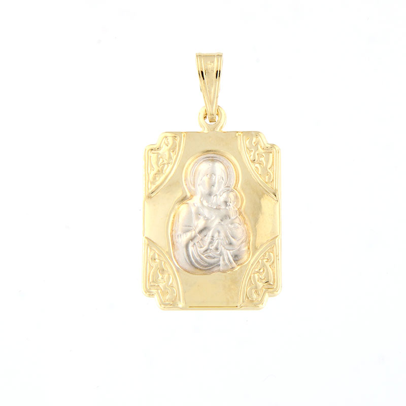 Gold bicolour embossed Virgin Mary for Boy and Girl K14.