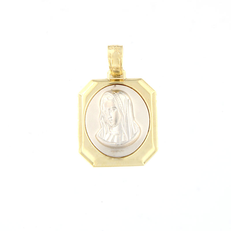 Gold bicolour embossed Virgin Mary for Boy and Girl K9.