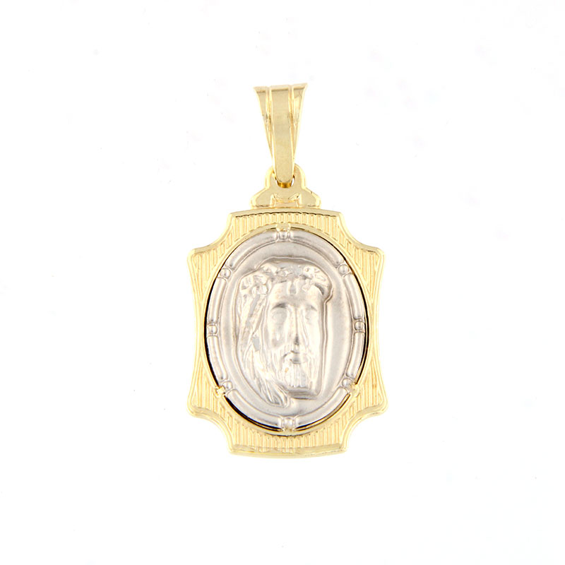 Amulet bicolor with double-sided Jesus Christ with back side Constantinate K14.
