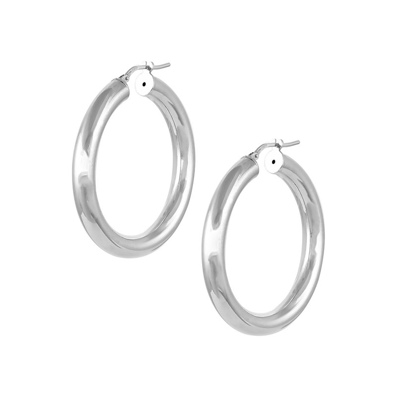 Womens silver hoop earrings 925° with diameter 39mm.