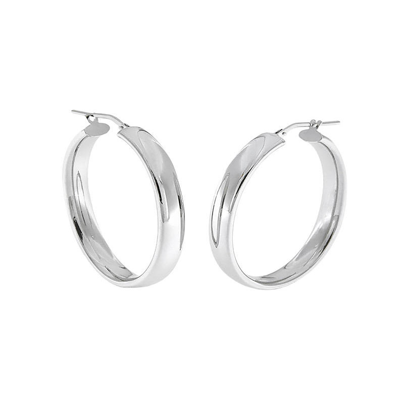 Womens silver square hoop earrings 925° with diameter 34mm.
