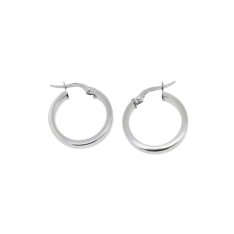 Womens silver hoop earrings 925° with diameter 14mm.