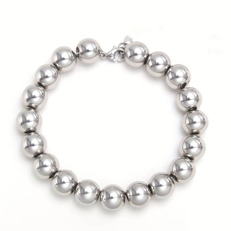 Womens silver bracelet 925° with 10mm marbles and safety clasp.