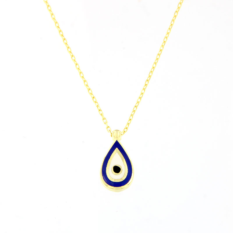 Womens silver plated gold plated Eye necklace 925 decorated with enamel.