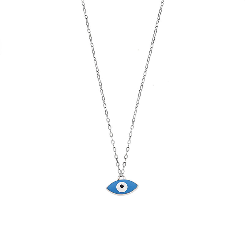 Women’s Sterling Silver Evil Eye Necklace 925 with Enamel.